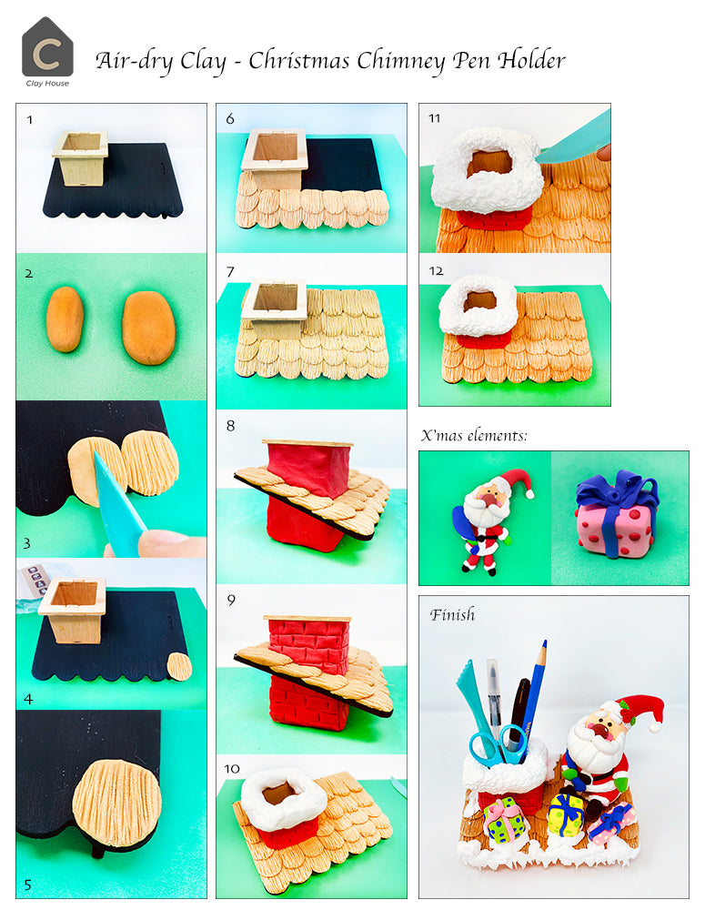 Christmas Projects with Air Dry Clay: Christmas Chimney Pen Holder