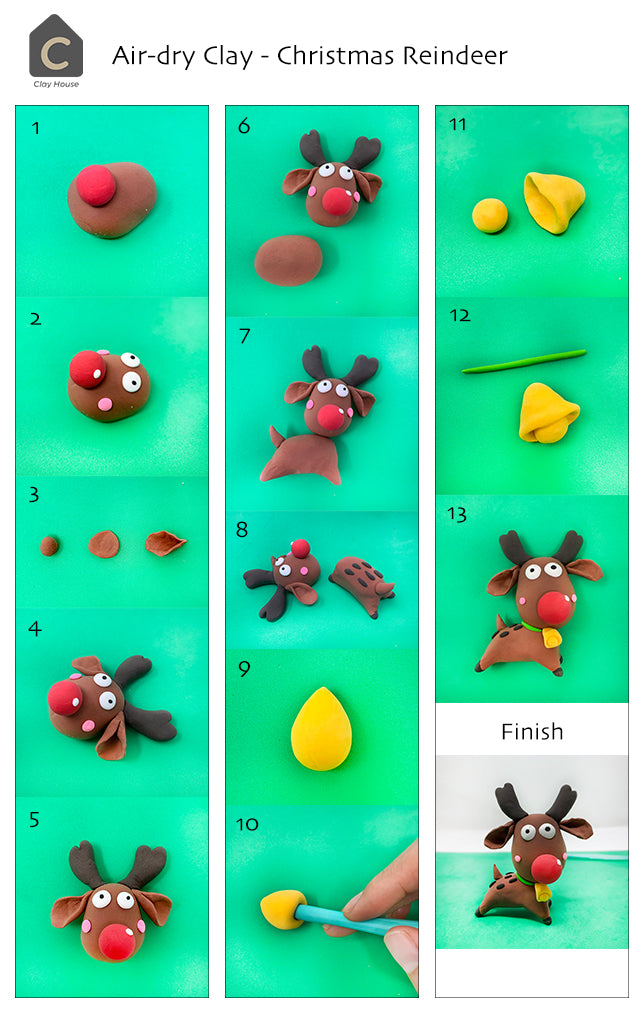 Christmas Essentials with Air Dry Clay: Rudolf the Red Nosed Reindeer