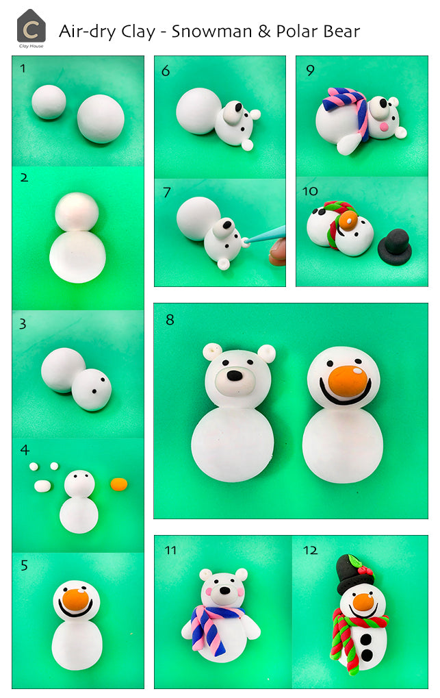 Christmas Essentials with Air Dry Clay: Snowman and Polar Bear