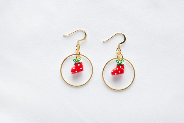 Christmas Stocking Circle Hoop Hook Earrings
