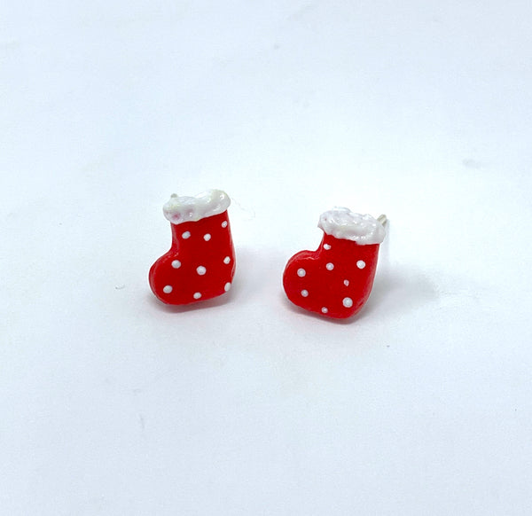 Polka Dot Stocking Stud Earrings
