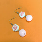 Pink Cat Paw Clay Earrings